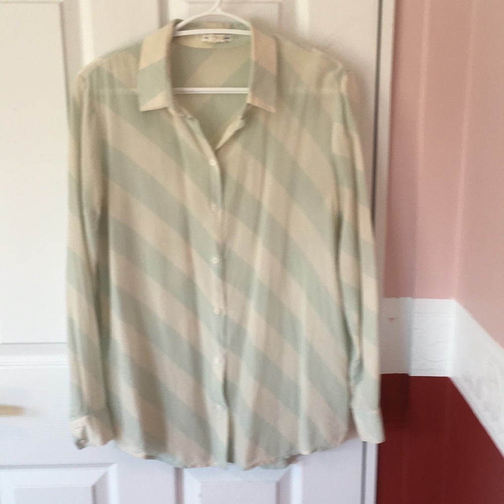 Club Monaco Striped Silk Blouse, Med